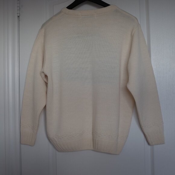 Laura Gribby cream knit sweater Forrest pattern wool blend size M - Picture 2 of 9